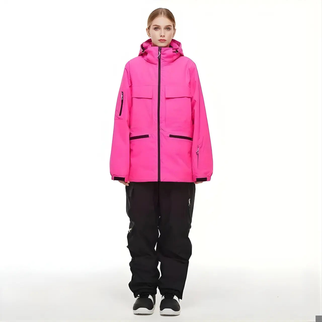 MunaWear - Ski Jackets & Pants - Spirra – Insulated Unisex Ski Jacket And Pants Set For Winter Sports Adventures - Pink/Black / XXL