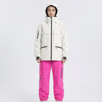 MunaWear - Ski Jackets & Pants - Spirra – Insulated Unisex Ski Jacket And Pants Set For Winter Sports Adventures - White/Pink / XXL