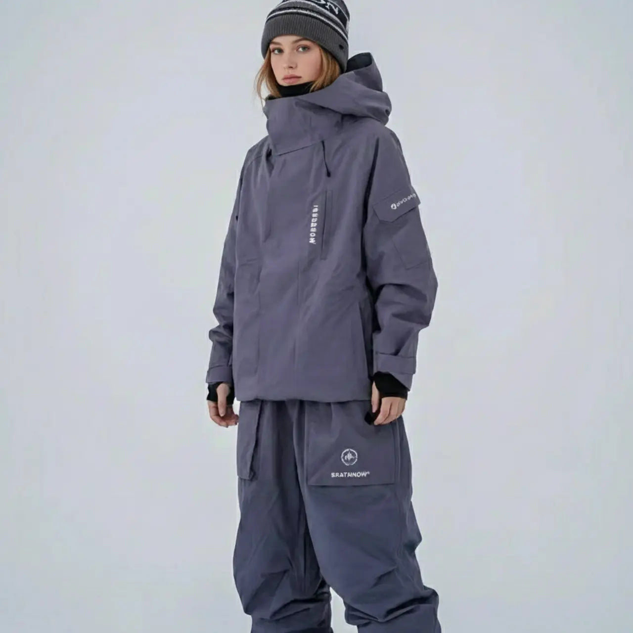 MunaWear - Ski Suits - Activra – Eco-Friendly Ski Suit With Versatile Fit For Snowboarding Adventures - Dark Purple / XL