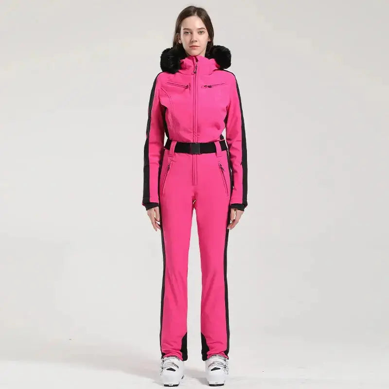 Clea – Women's Ski Jumpsuit With Waterproof And Thermal Features For Winter Sports- Dark Pink
