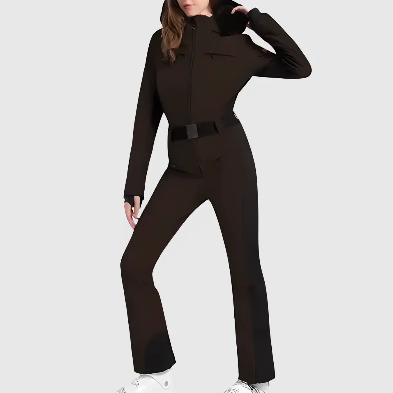 Clea – Women's Ski Jumpsuit With Waterproof And Thermal Features For Winter Sports- Brown