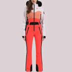Clea – Women's Ski Jumpsuit With Waterproof And Thermal Features For Winter Sports- White/Orange