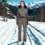 MunaWear - Ski Suits - Clea – Women's Ski Jumpsuit With Waterproof And Thermal Features For Winter Sports - Beige / XL