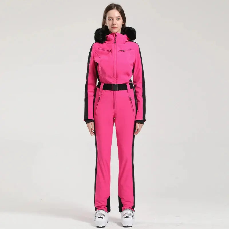 Clea – Women's Ski Jumpsuit With Waterproof And Thermal Features For Winter Sports- Dark Pink
