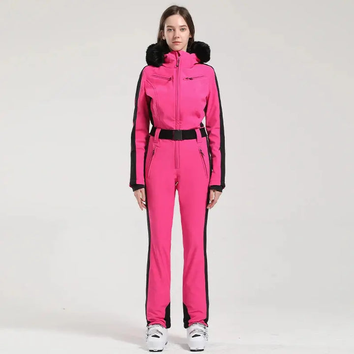 Clea – Women's Ski Jumpsuit With Waterproof And Thermal Features For Winter Sports- Dark Pink