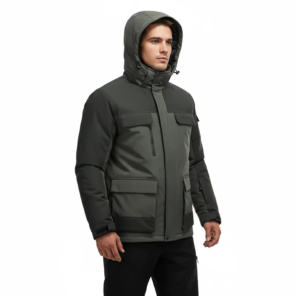 MunaWear - Ski Suits - Frostmark – Premium Men's Ski Suit With Windproof And Waterproof Features For Skiing And Snowboarding - Army Green / 9XL