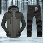 MunaWear - Ski Suits - Frostmark – Premium Men's Ski Suit With Windproof And Waterproof Features For Skiing And Snowboarding - Army Green / Black / M