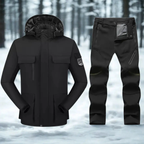 MunaWear - Ski Suits - Frostmark – Premium Men's Ski Suit With Windproof And Waterproof Features For Skiing And Snowboarding - Black / 9XL