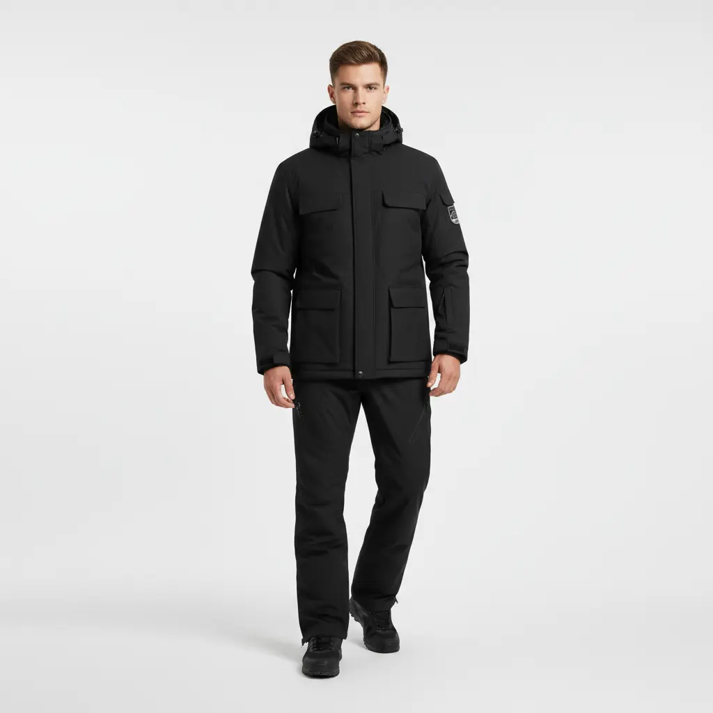 MunaWear - Ski Suits - Frostmark – Premium Men's Ski Suit With Windproof And Waterproof Features For Skiing And Snowboarding - Black / 9XL