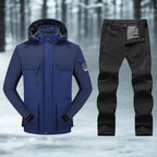 MunaWear - Ski Suits - Frostmark – Premium Men's Ski Suit With Windproof And Waterproof Features For Skiing And Snowboarding - Dark Blue / Black / M