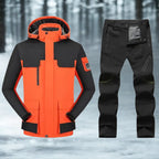 MunaWear - Ski Suits - Frostmark – Premium Men's Ski Suit With Windproof And Waterproof Features For Skiing And Snowboarding - Orange / Black / M