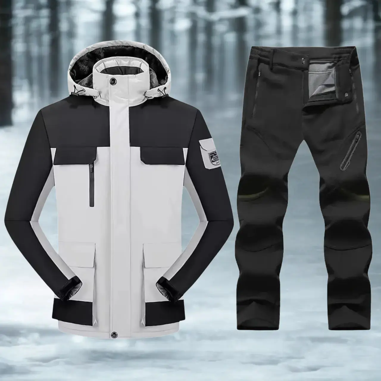 MunaWear - Ski Suits - Frostmark – Premium Men's Ski Suit With Windproof And Waterproof Features For Skiing And Snowboarding - White / 9XL