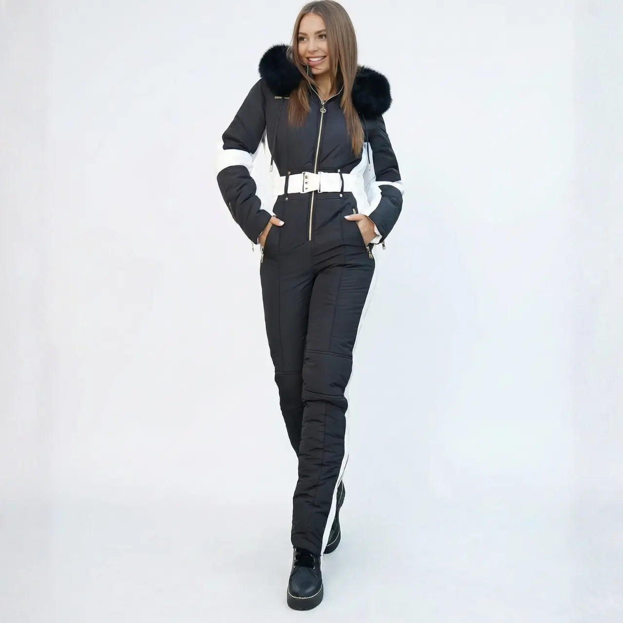 MunaWear - Ski Suits - Iris – Premium Women's Ski Suit With Waterproof Protection For Winter Sports - Black / 2XL