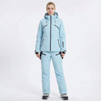 MunaWear - Ski Suits - Noelle – Stylish Women's Ski Suit With Waterproof Features For Winter Sports - Blue Coat/Blue Pants / 3XL