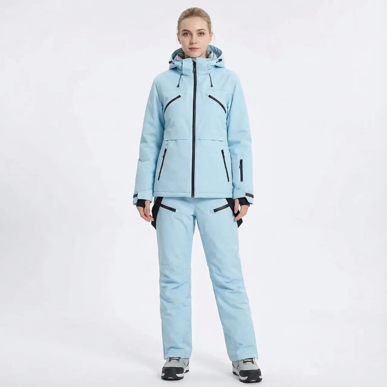 MunaWear - Ski Suits - Noelle – Stylish Women's Ski Suit With Waterproof Features For Winter Sports - Blue Coat/Blue Pants / 3XL