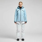 MunaWear - Ski Suits - Noelle – Stylish Women's Ski Suit With Waterproof Features For Winter Sports - Blue Coat/White Pants / 3XL