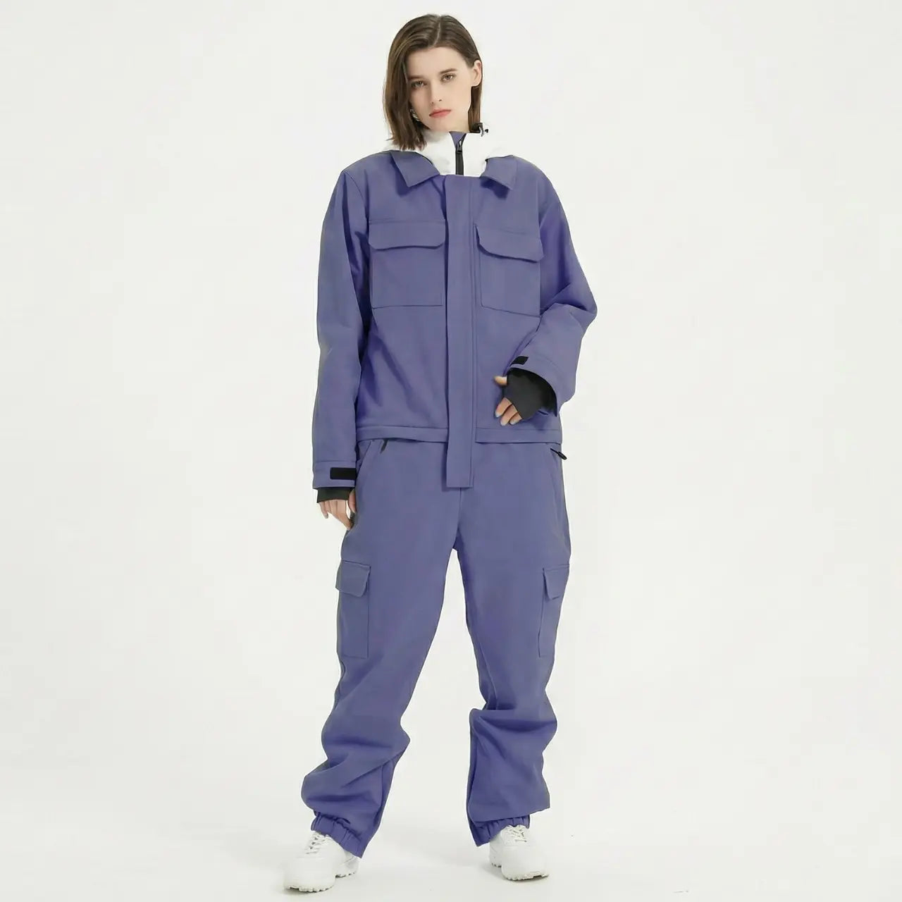 MunaWear - Ski Wear - Varo – Waterproof Ski Jumpsuit For Women With Hood For Winter Sports - Purple / 3XL