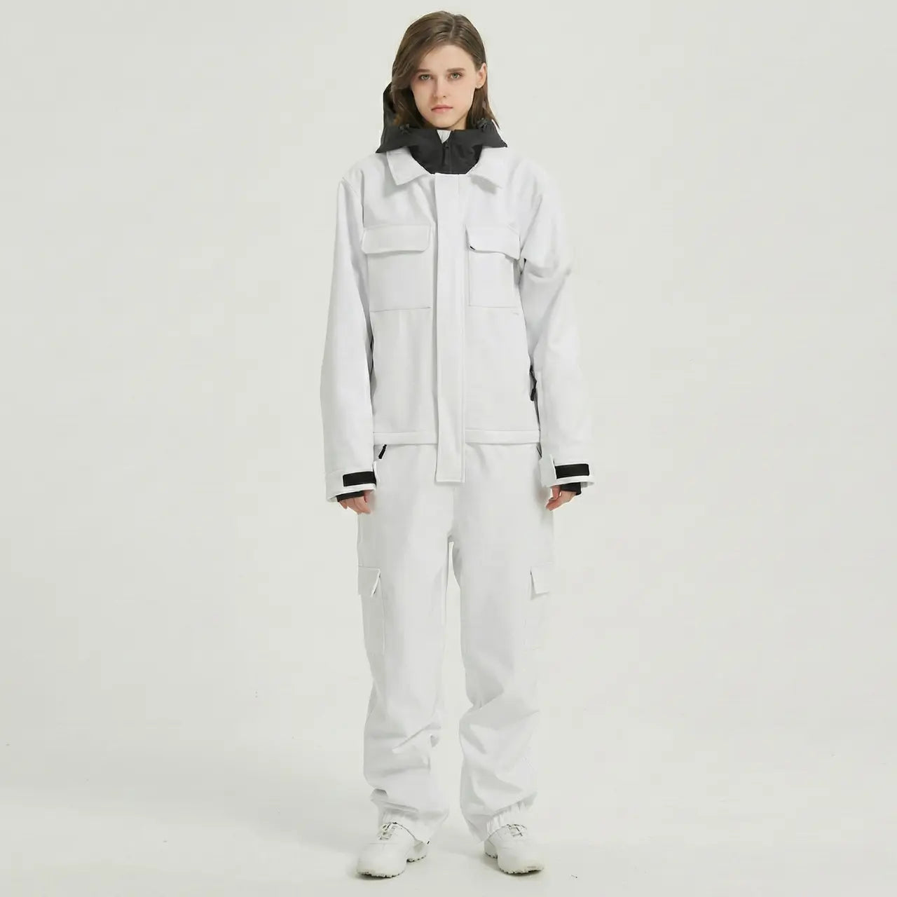 MunaWear - Ski Wear - Varo – Waterproof Ski Jumpsuit For Women With Hood For Winter Sports - White / 3XL