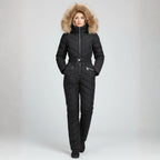 MunaWear - Ski & Snowboard Apparel - Alexandra – Stylish Women's Ski Suit With Windproof Design For Winter Sports - Black / 2XL