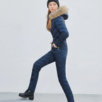 MunaWear - Ski & Snowboard Apparel - Alexandra – Stylish Women's Ski Suit With Windproof Design For Winter Sports - Blue / 2XL