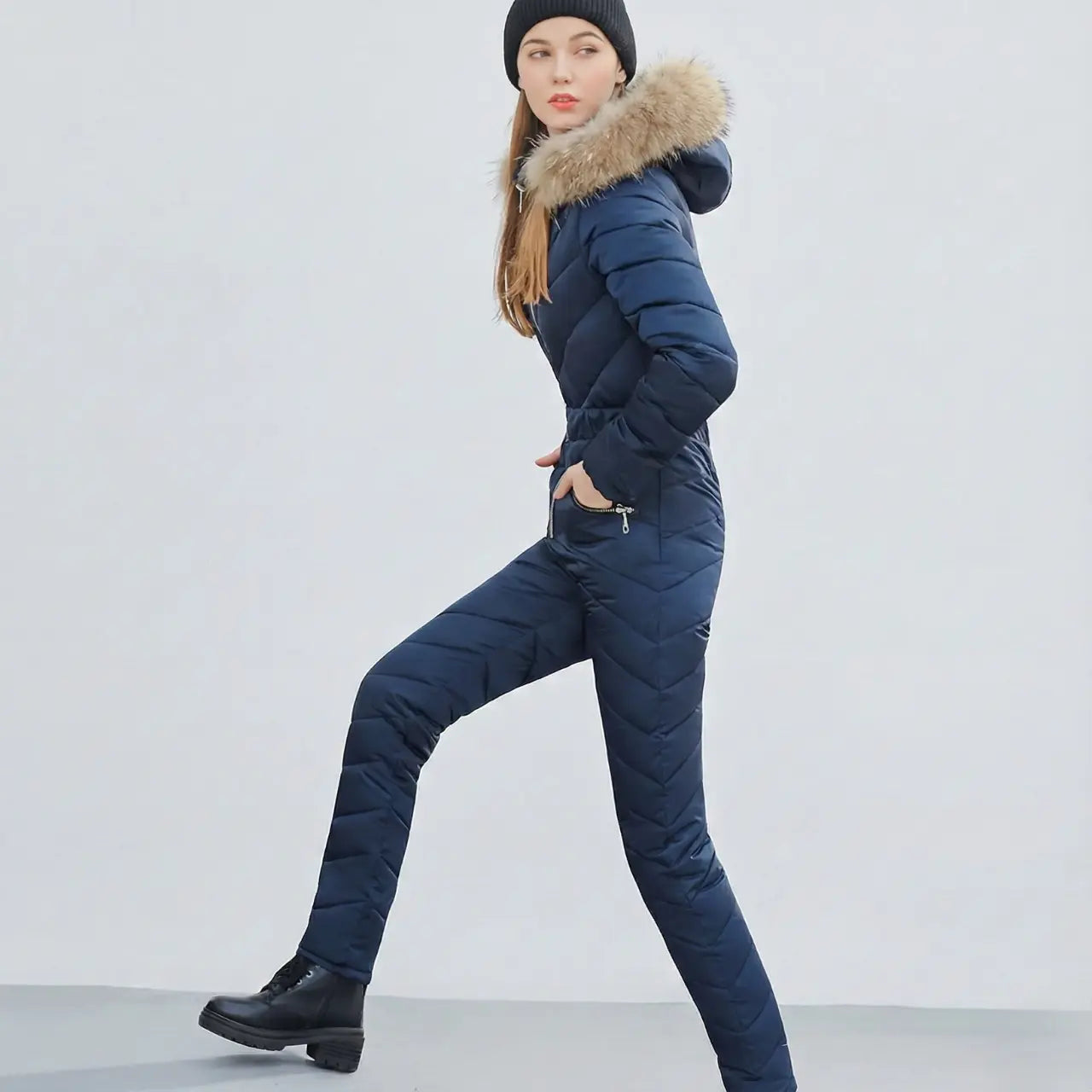 MunaWear - Ski & Snowboard Apparel - Alexandra – Stylish Women's Ski Suit With Windproof Design For Winter Sports - Blue / 2XL