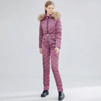 MunaWear - Ski & Snowboard Apparel - Alexandra – Stylish Women's Ski Suit With Windproof Design For Winter Sports - Pink / 2XL