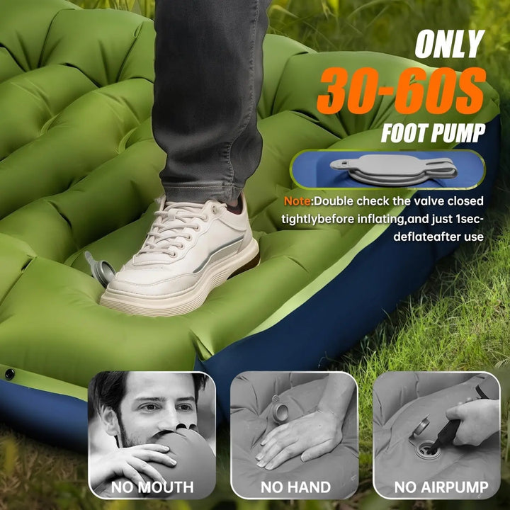 Nira – Super Thick 4-Inch Camping Bed with Built-In Pillow & Pump for Hiking, Tent & Outdoor Sleeping