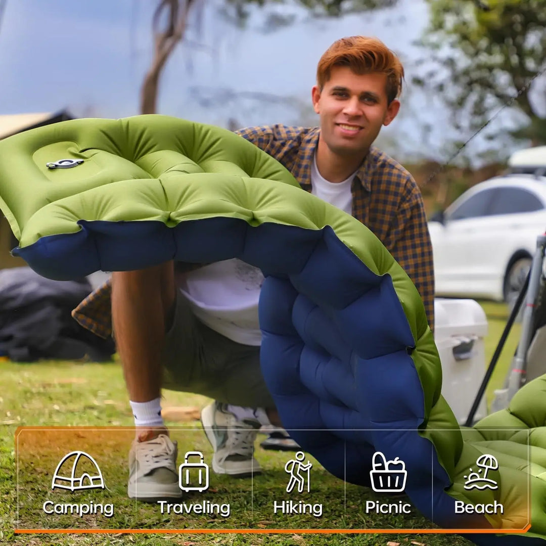 Nira – Super Thick 4-Inch Camping Bed with Built-In Pillow & Pump for Hiking, Tent & Outdoor Sleeping