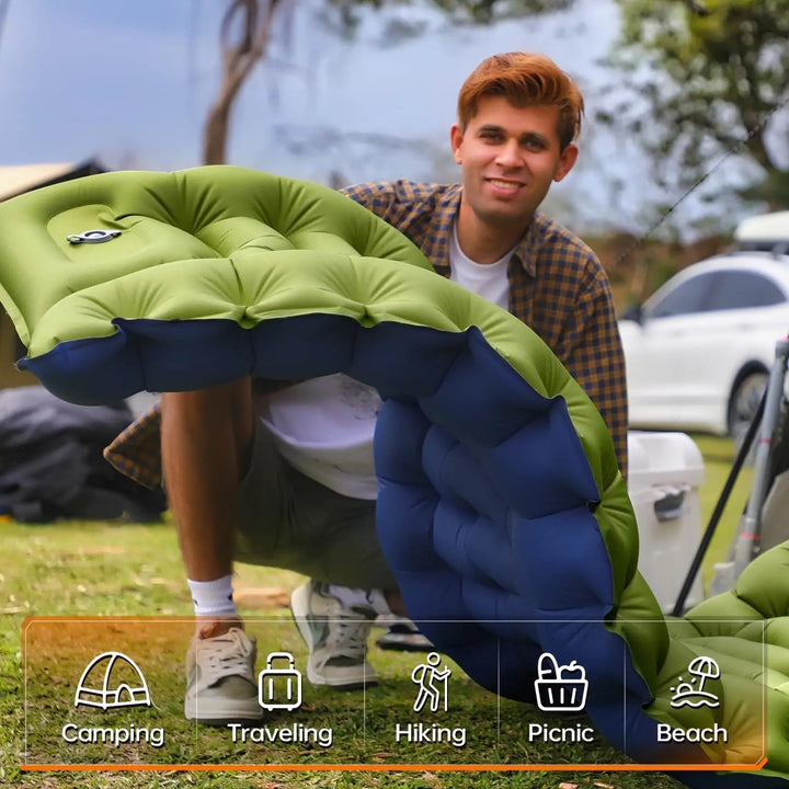 Nira – Super Thick 4-Inch Camping Bed with Built-In Pillow & Pump for Hiking, Tent & Outdoor Sleeping