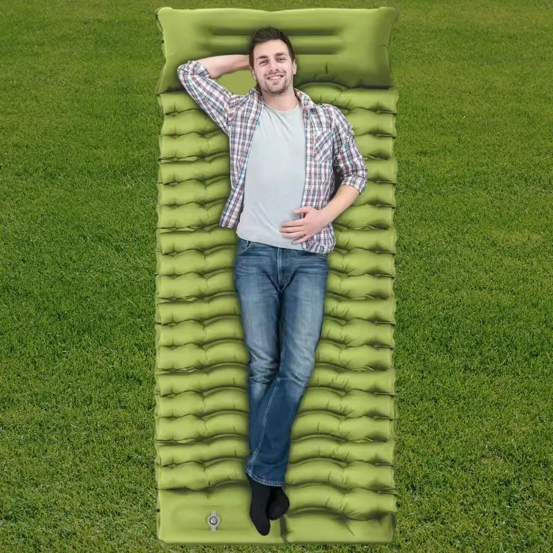 MunaWear - Sleeping Pads - Nira – Super Thick 4-Inch Camping Bed with Built-In Pillow & Pump for Hiking, Tent & Outdoor Sleeping, Size Single - 