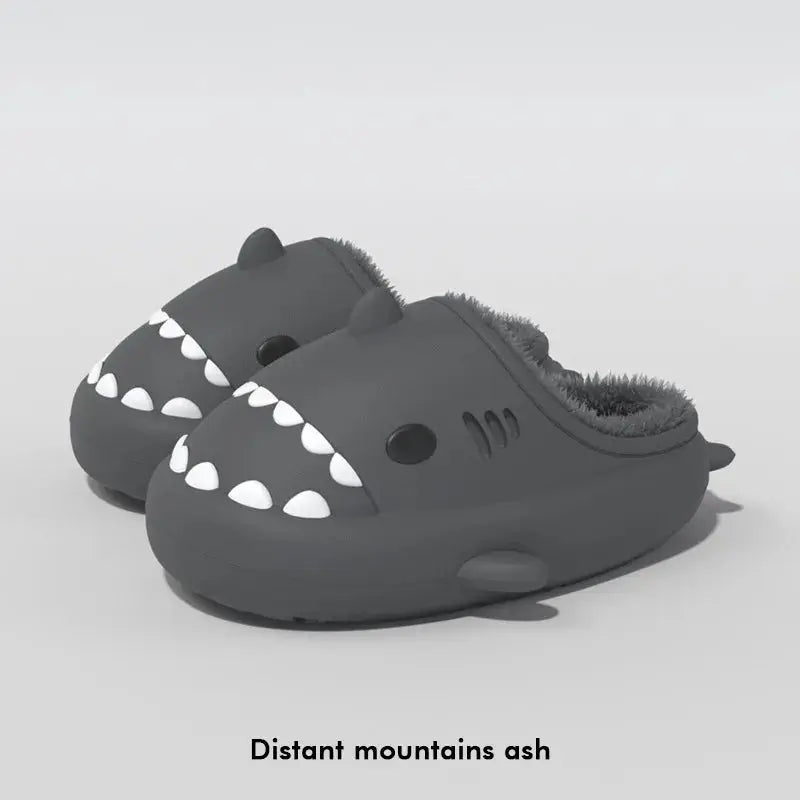 MunaWear  Slippers  Mia – Cozy Waterproof Shark Slides Slippers for Men and Women with Plush Fur Lining  Black-44-45-26.5-27cm