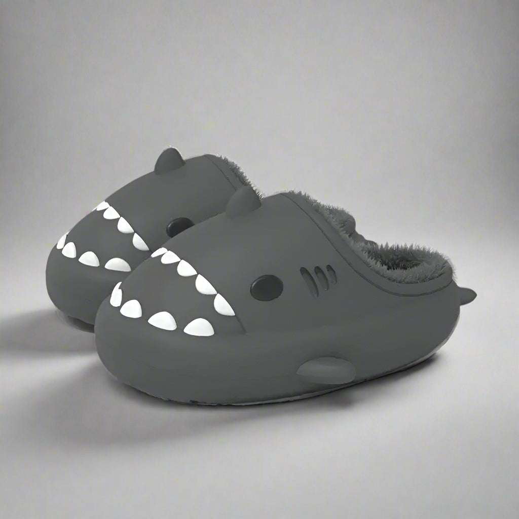 MunaWear  Slippers  Mia – Cozy Waterproof Shark Slides Slippers for Men and Women with Plush Fur Lining  Black-44-45-26.5-27cm