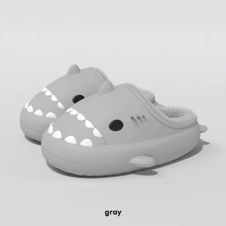 MunaWear  Slippers  Mia – Cozy Waterproof Shark Slides Slippers for Men and Women with Plush Fur Lining  Grey-36-37-22.5-23cm