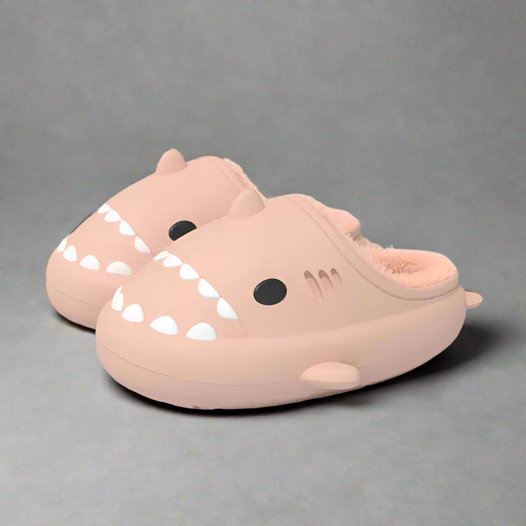 MunaWear  Slippers  Mia – Cozy Waterproof Shark Slides Slippers for Men and Women with Plush Fur Lining  Pink-38-39-23.5-24cm