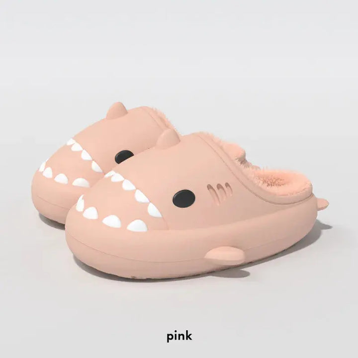 MunaWear  Slippers  Mia – Cozy Waterproof Shark Slides Slippers for Men and Women with Plush Fur Lining  Pink-38-39-23.5-24cm