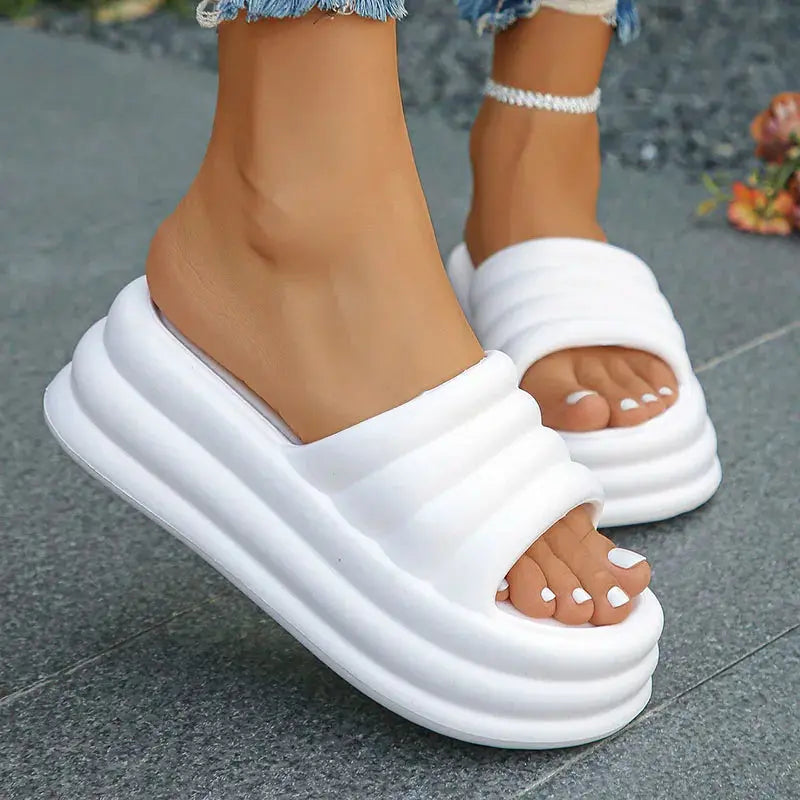 MunaWear  Slippers  Mia – Womens Chunky Platform Slippers with Open Toe and Non-Slip Sole for All-Day Comfort 
