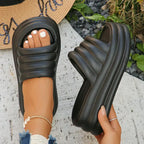 MunaWear  Slippers  Mia – Womens Chunky Platform Slippers with Open Toe and Non-Slip Sole for All-Day Comfort 