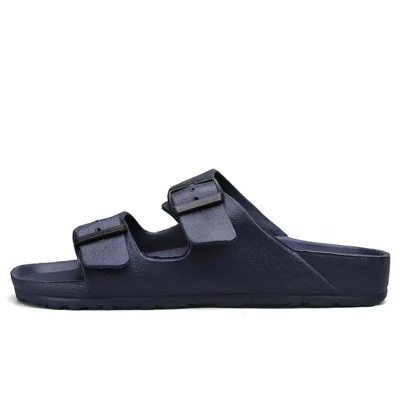 MunaWear  Slippers & Flip Flops  Liam - Lightweight Men's Slippers with Adjustable Fit and Anti-Slip Sole for Ultimate Comfort  Blue-40
