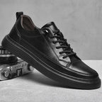 MunaWear - Sneakers - Caden - Minimalist Men's Sneakers With Tonal Stitching For Casual Outings - Black / 45