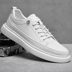 MunaWear - Sneakers - Caden - Minimalist Men's Sneakers With Tonal Stitching For Casual Outings - White / 45