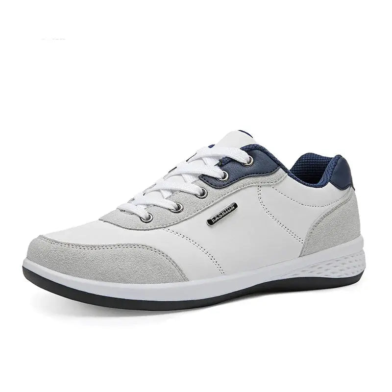 MunaWear - Sneakers - Caden - Modern Men's Lace-Up Shoes With Cushioned Sole For Casual Wear - White Grey / 48