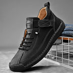 MunaWear - Sneakers - Caden - Rugged Men's Sneakers With Moc Stitching For Daily Wear And Casual Outings - Black / UK 6.5 (EU 40)