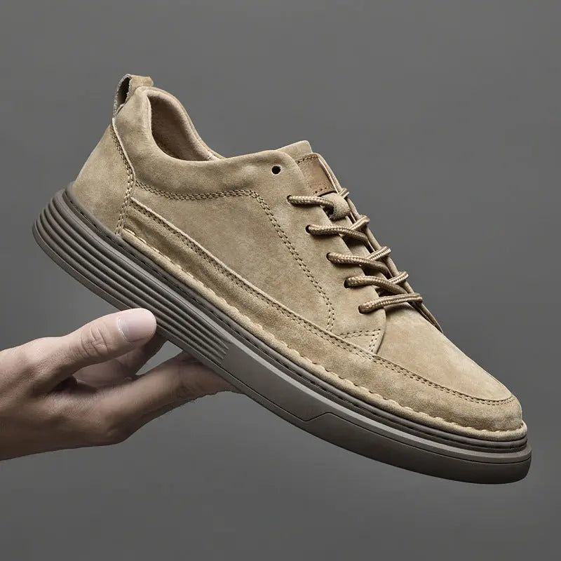 MunaWear - Sneakers - Caden - Stylish Men's Sneakers With Contrast Sole For Casual Wear - Khaki / 44