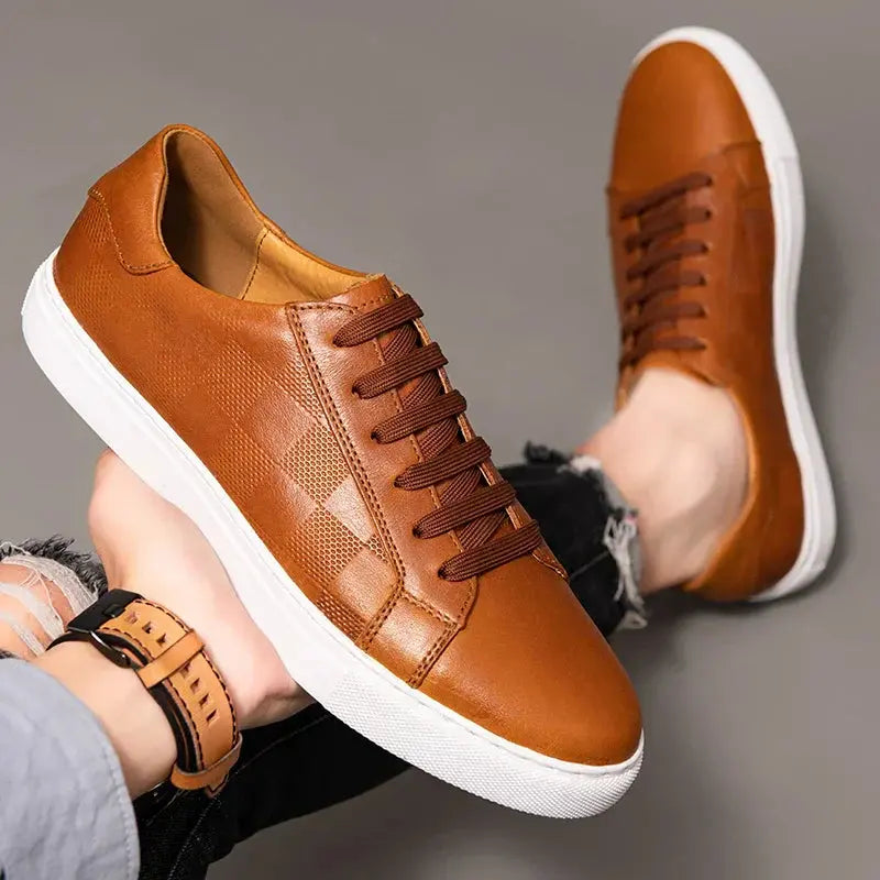 MunaWear - Sneakers - Caden - Stylish Men's Sneakers With Lace-Up Design For Everyday Versatility - Brown / 46