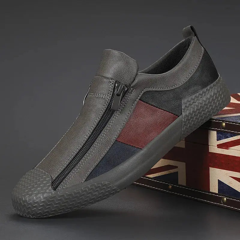 MunaWear - Sneakers - Caden - Stylish Men's Sneakers With Side Zipper For Casual Wear - Dark Grey / UK 11 (EU 46)