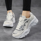 MunaWear  Sneakers  Mia – Women's White Sneakers with Thick Sole and Reflective Design for Casual Style