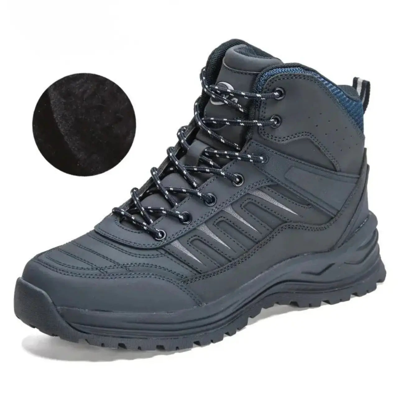 MunaWear Snow Boots Kyron - Plush Leather Winter Snow Boots With Superior Warmth for Outdoor Hiking - Blue/Gray 2