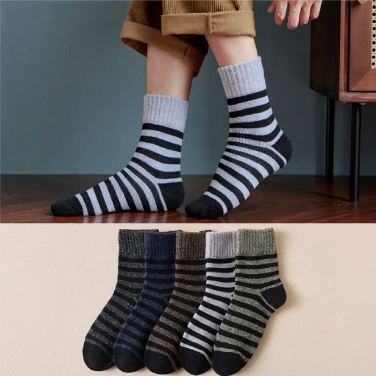 Matt – Premium Men's Thermal Wool Socks With Moisture-Wicking Comfort For Winter Hiking And Outdoor Activities- Set 4