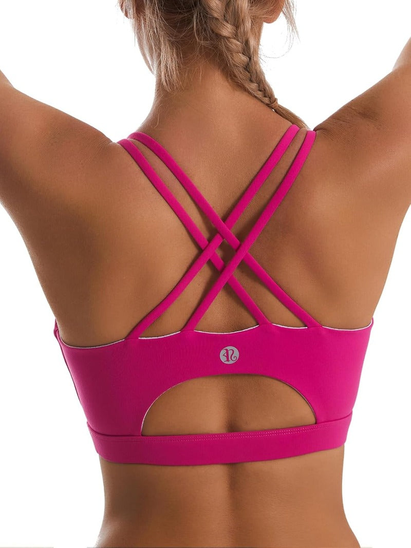 MunaWear Sportkleding LUNA - Dames Sport BH met Kruisbandjes en Uitneembare Vulling