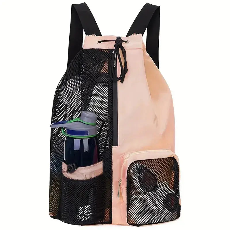 Mia - Mesh Drawstring Swim Bag with Wet Pocket for Gym & Beach Use, Size One Size Fits All 2